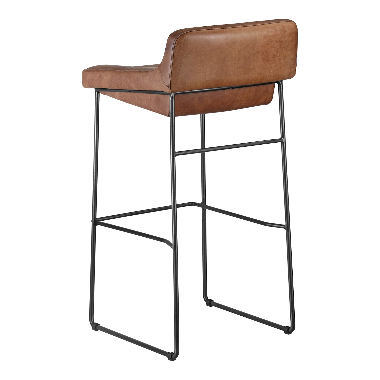 Starlit Counter Stool Open Road Brown Leather - Set Of Two Counter Stools, Brown / Iron Legs