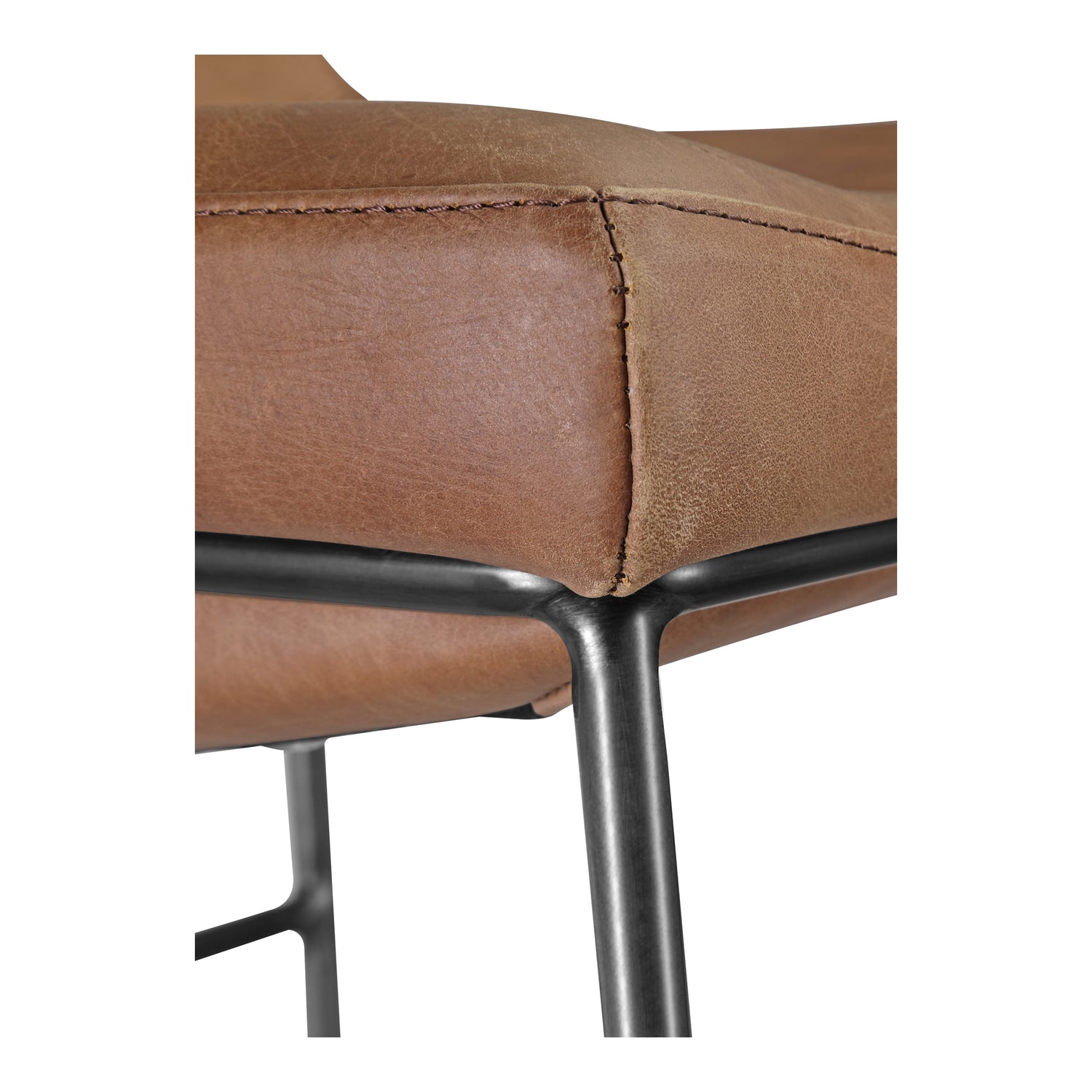 Starlit Counter Stool Open Road Brown Leather - Set Of Two Counter Stools, Brown / Iron Legs