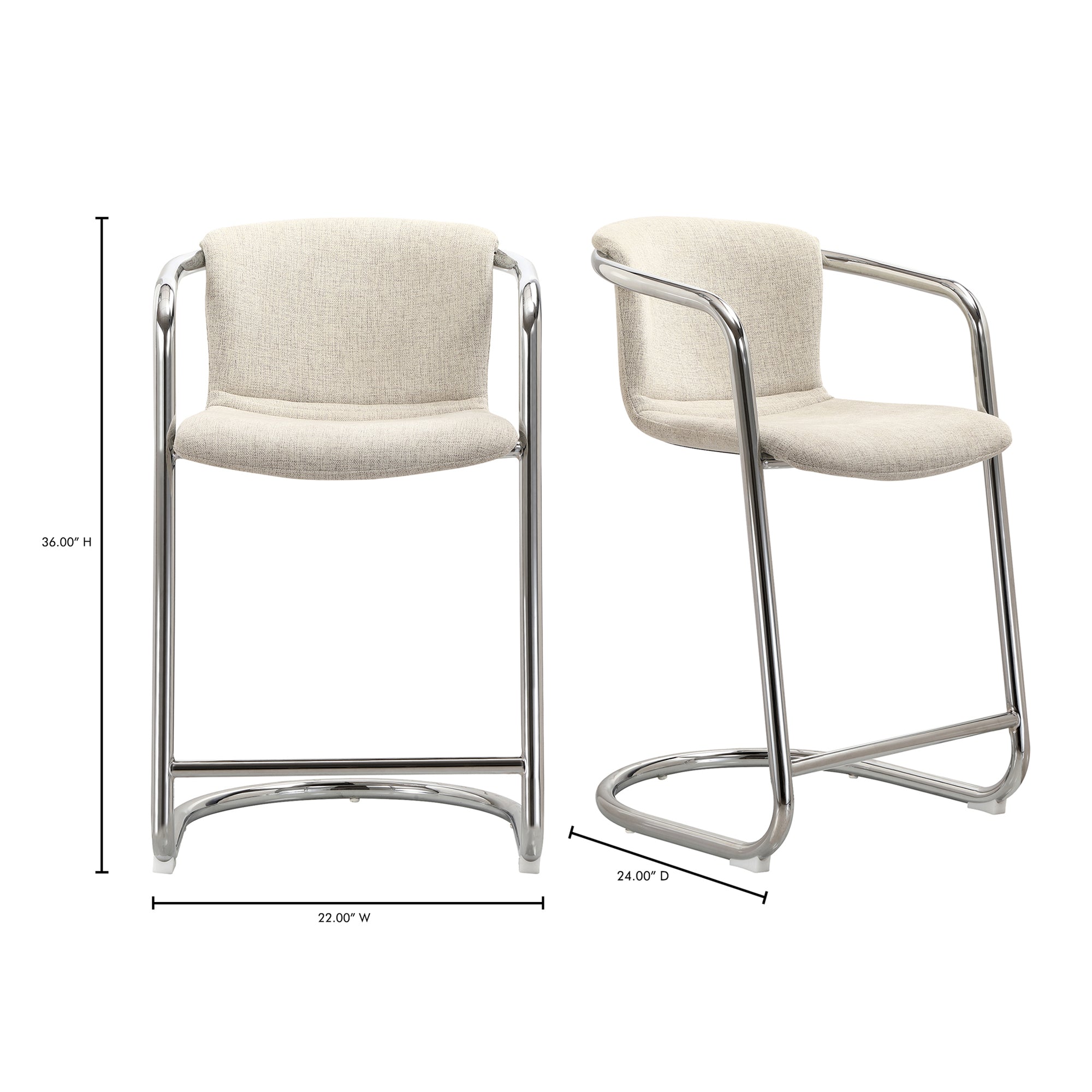 Freeman Chrome Frame Dining Chair Blended Cream - Set Of Two Dining Chairs, White / Chrome Iron Frame