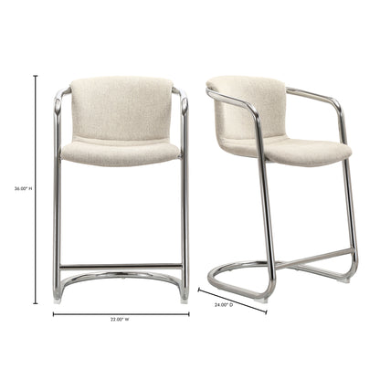 Freeman Chrome Frame Dining Chair Blended Cream - Set Of Two Dining Chairs, White / Chrome Iron Frame