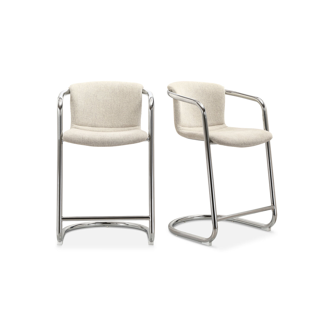 Freeman Chrome Frame Dining Chair Blended Cream - Set Of Two Dining Chairs, White / Chrome Iron Frame