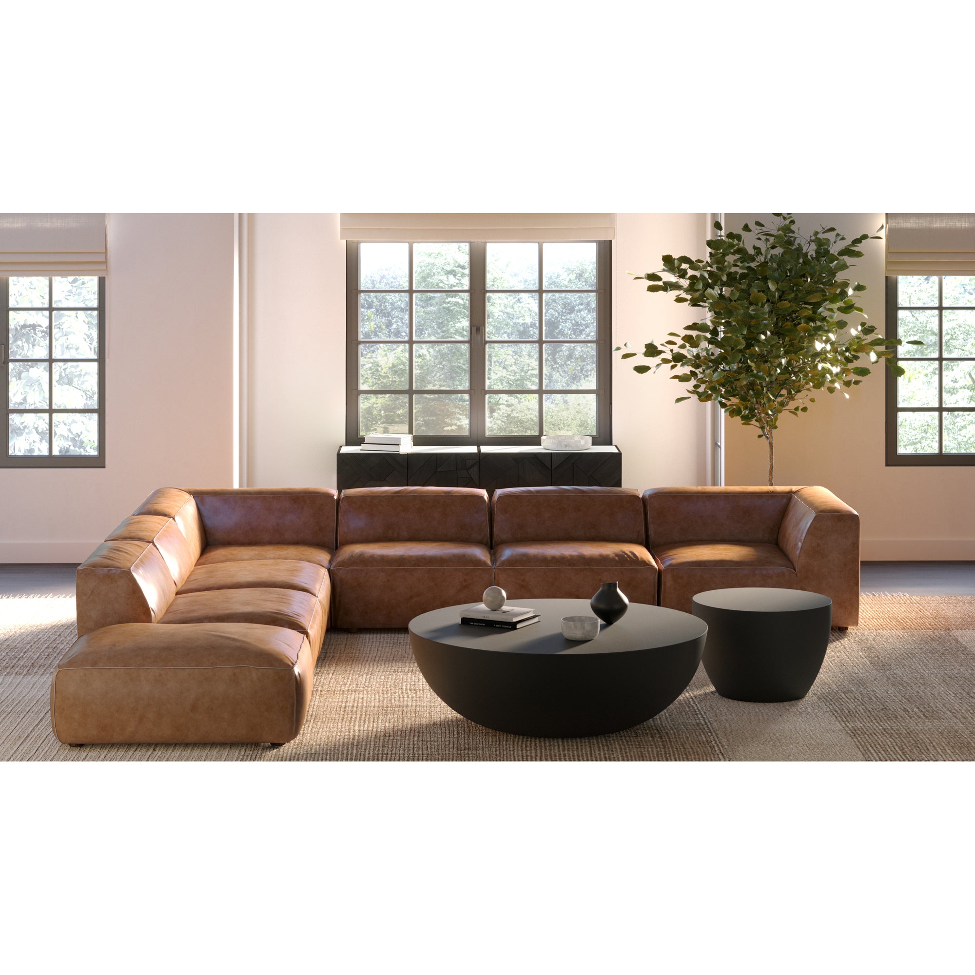 Ramsey Signature Modular Sectional Modular Sectionals, Black / Feather &amp; Fiber-Fill Topper Foam