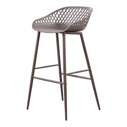 Plaza Outdoor Barstool Black - Set Of Two Bar Stools, Black / Powder Coated Metal Legs