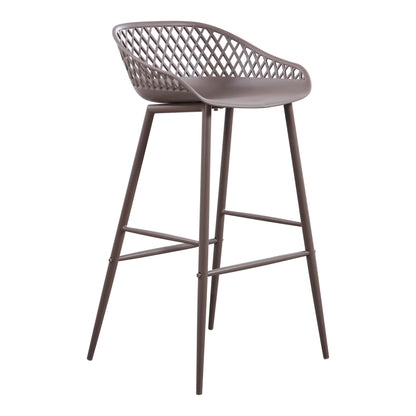 Plaza Outdoor Barstool Black - Set Of Two Bar Stools, Black / Powder Coated Metal Legs