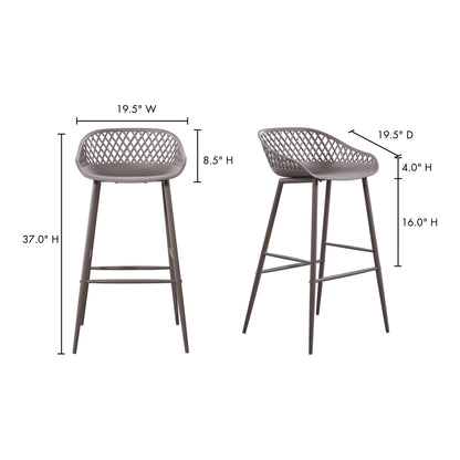 Plaza Outdoor Barstool Black - Set Of Two Bar Stools, Black / Powder Coated Metal Legs