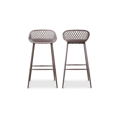 Plaza Outdoor Barstool Black - Set Of Two Bar Stools, Black / Powder Coated Metal Legs