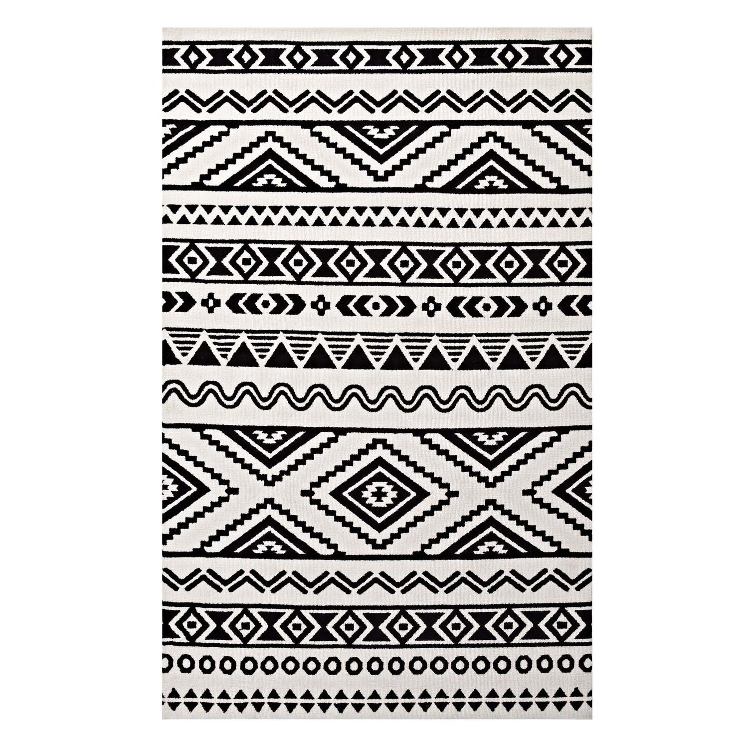 Haku Geometric Moroccan Tribal Area Rug by Modway