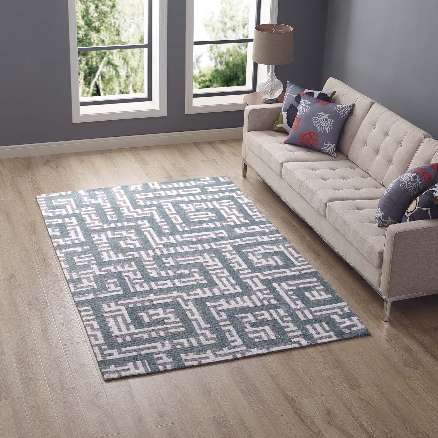 Nahia Geometric Maze Area Rug by Modway