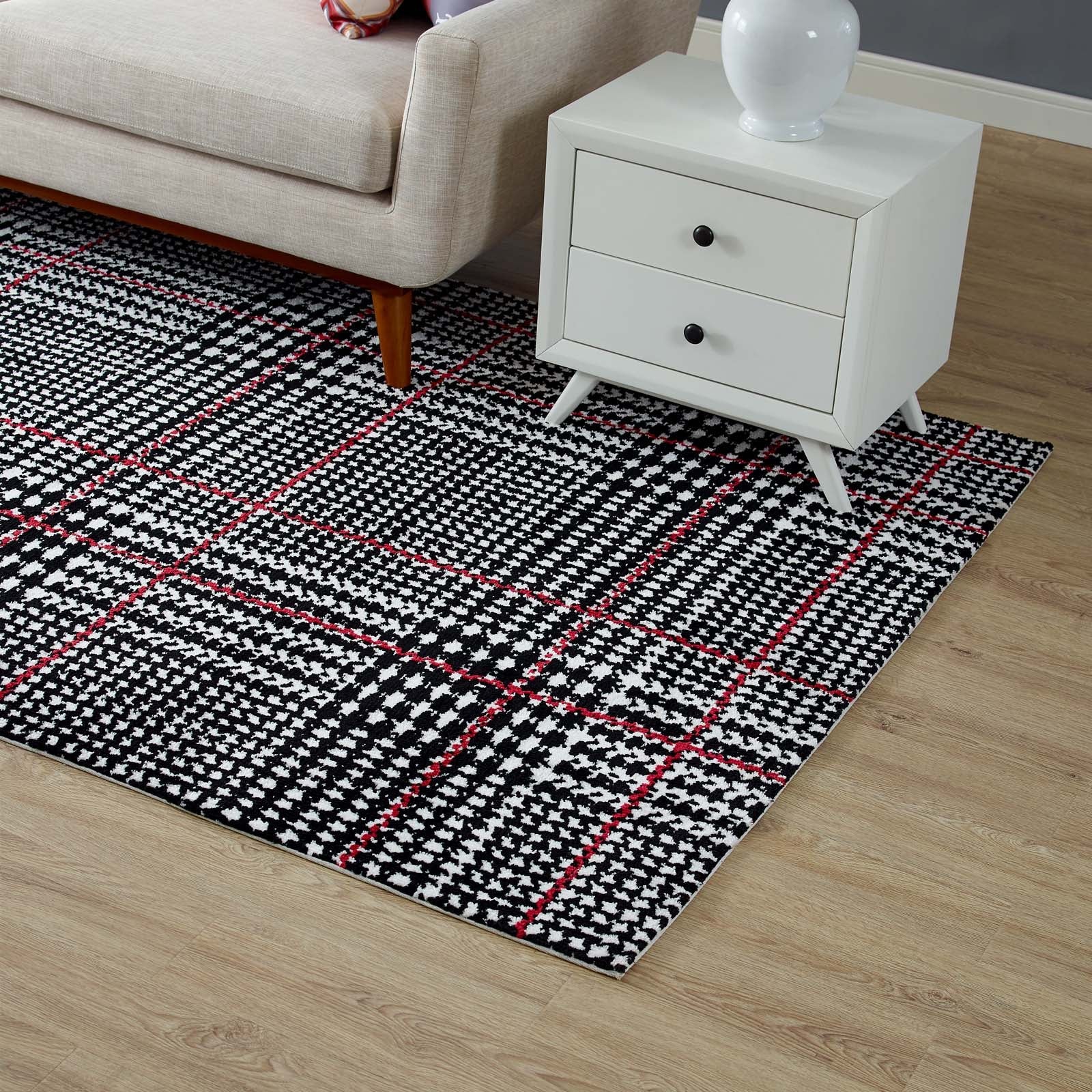 Kaja Abstract Plaid Area Rug by Modway