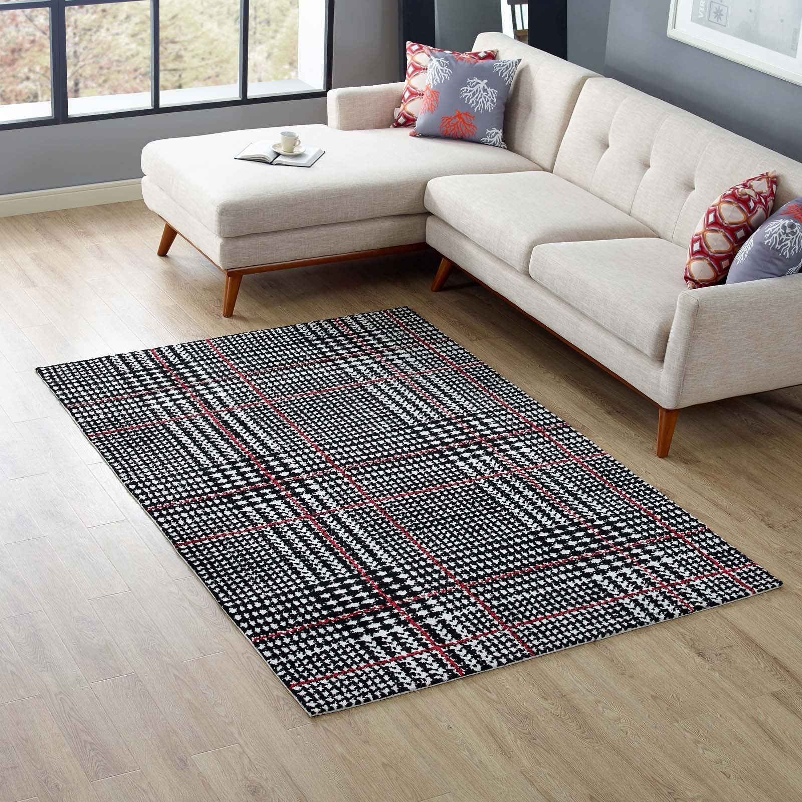 Kaja Abstract Plaid Area Rug by Modway