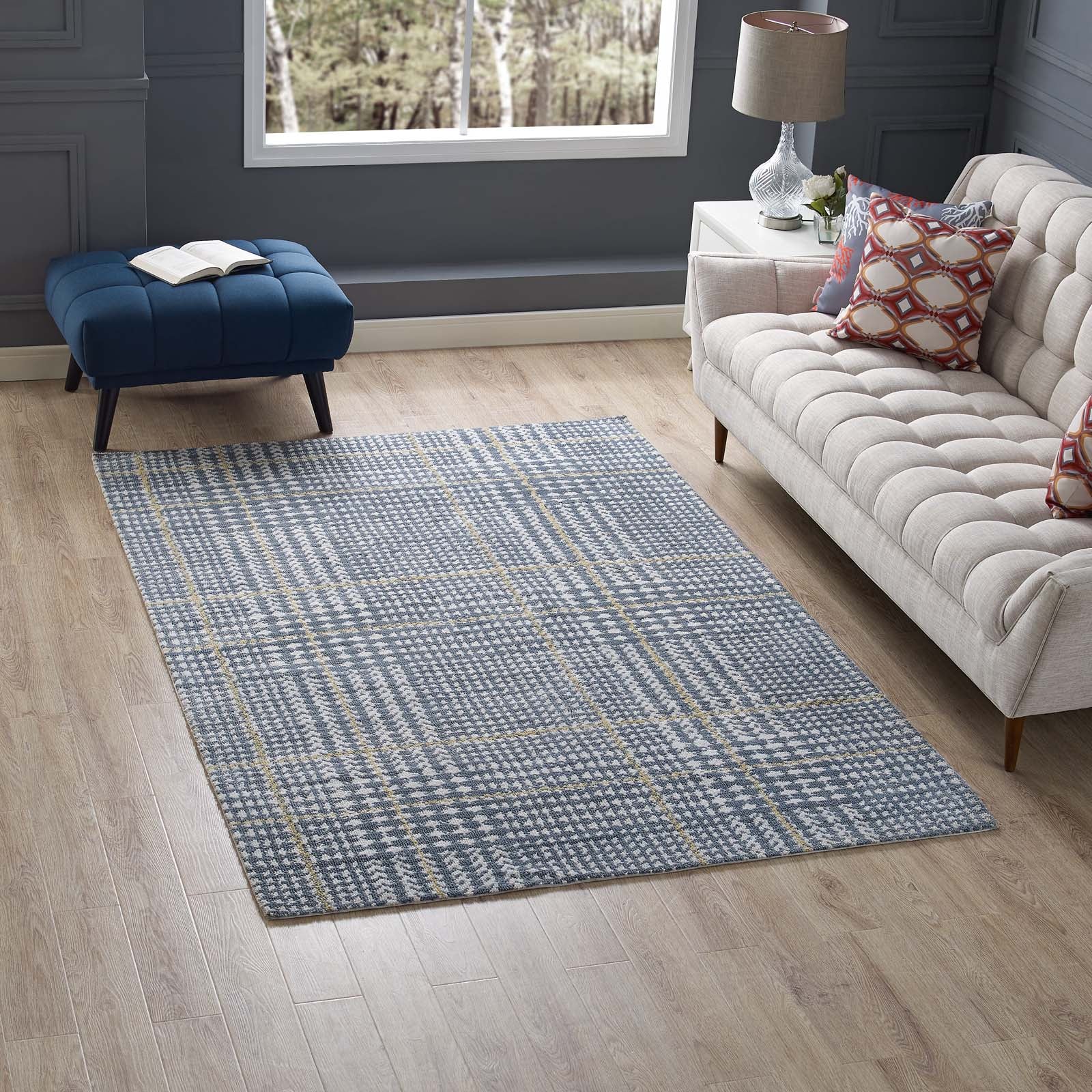 Kaja Abstract Plaid Area Rug by Modway