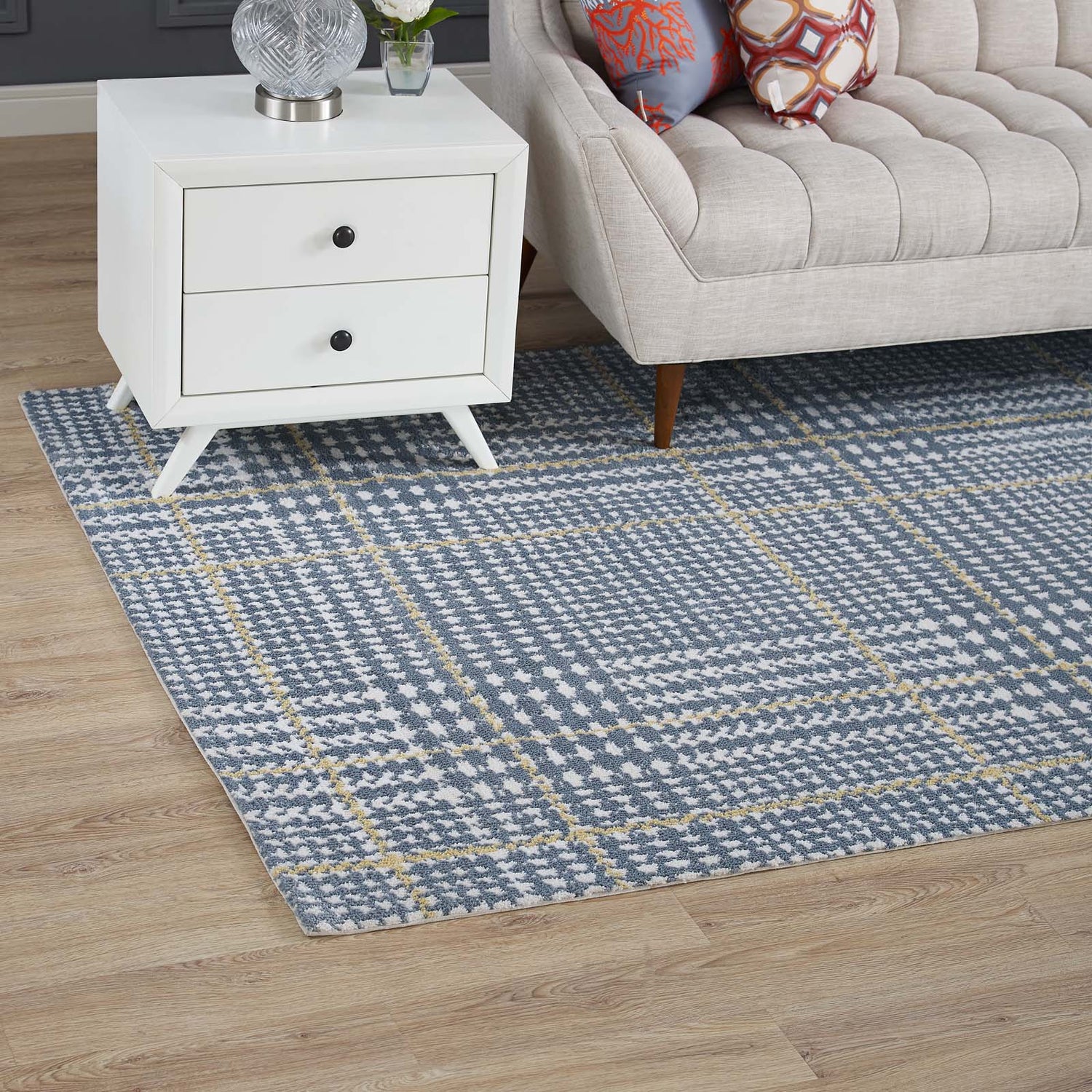 Kaja Abstract Plaid Area Rug by Modway