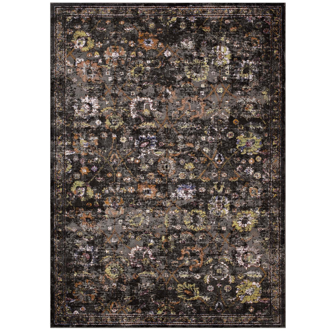 Minu Distressed Floral Lattice Area Rug by Modway