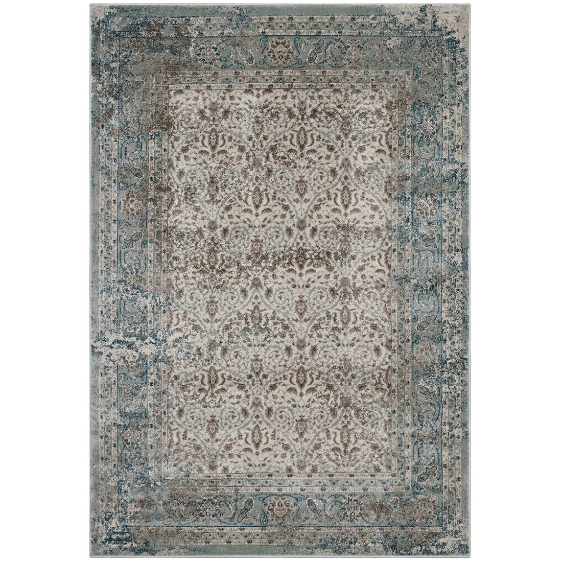 Dilys Distressed Vintage Floral Lattice Area Rug by Modway