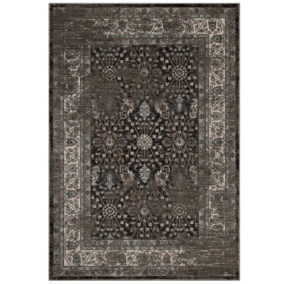 Berit Distressed Vintage Floral Lattice Area Rug by Modway