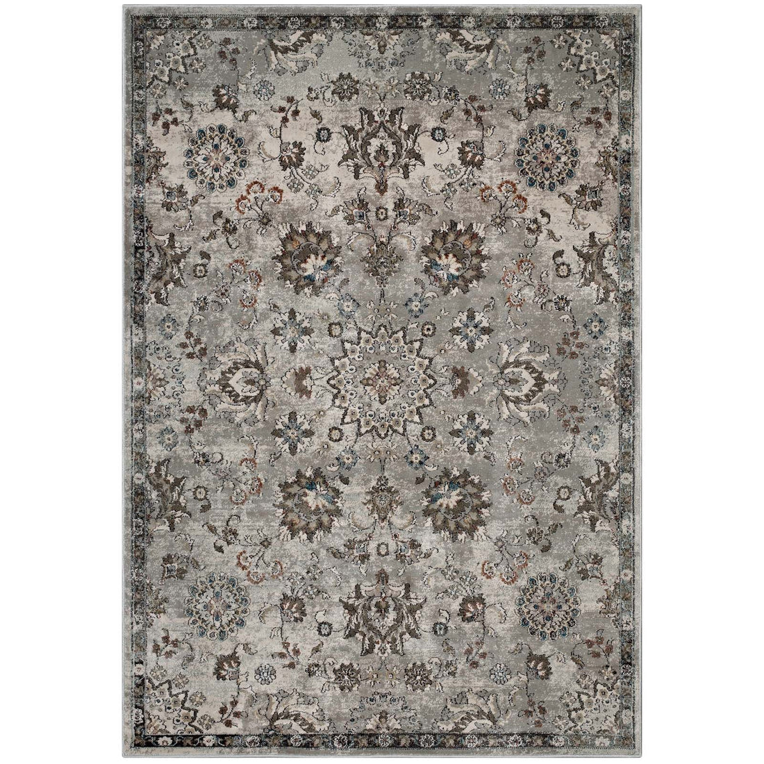 Hana Distressed Vintage Floral Lattice Area Rug by Modway