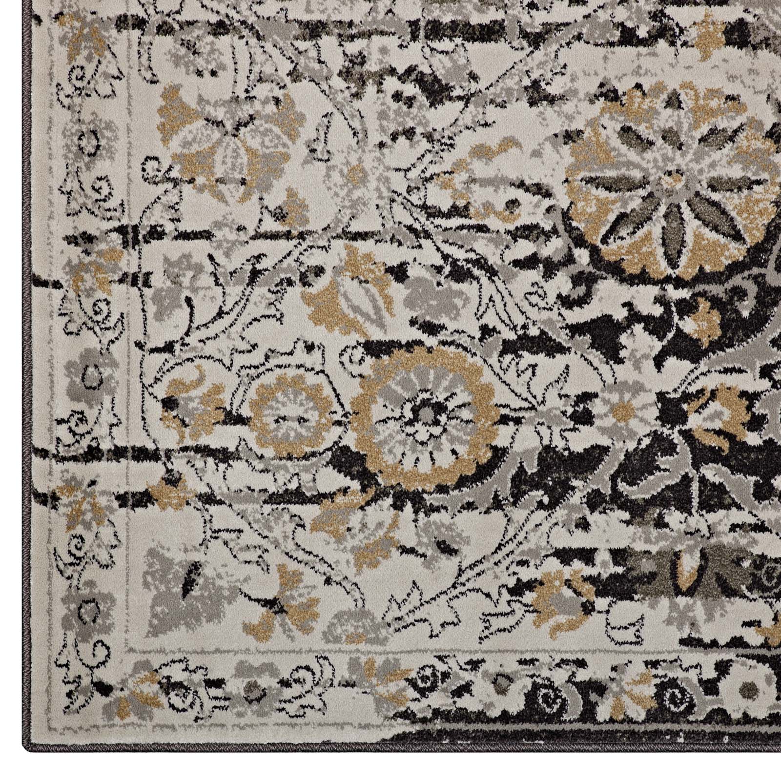 Ganesa Distressed Diamond Floral Lattice Area Rug by Modway