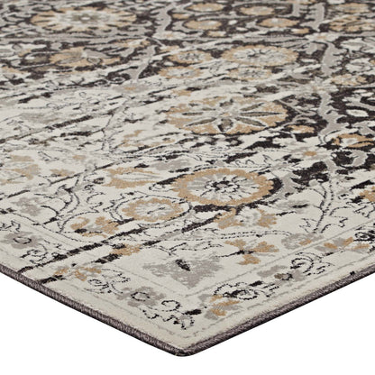 Ganesa Distressed Diamond Floral Lattice Area Rug by Modway