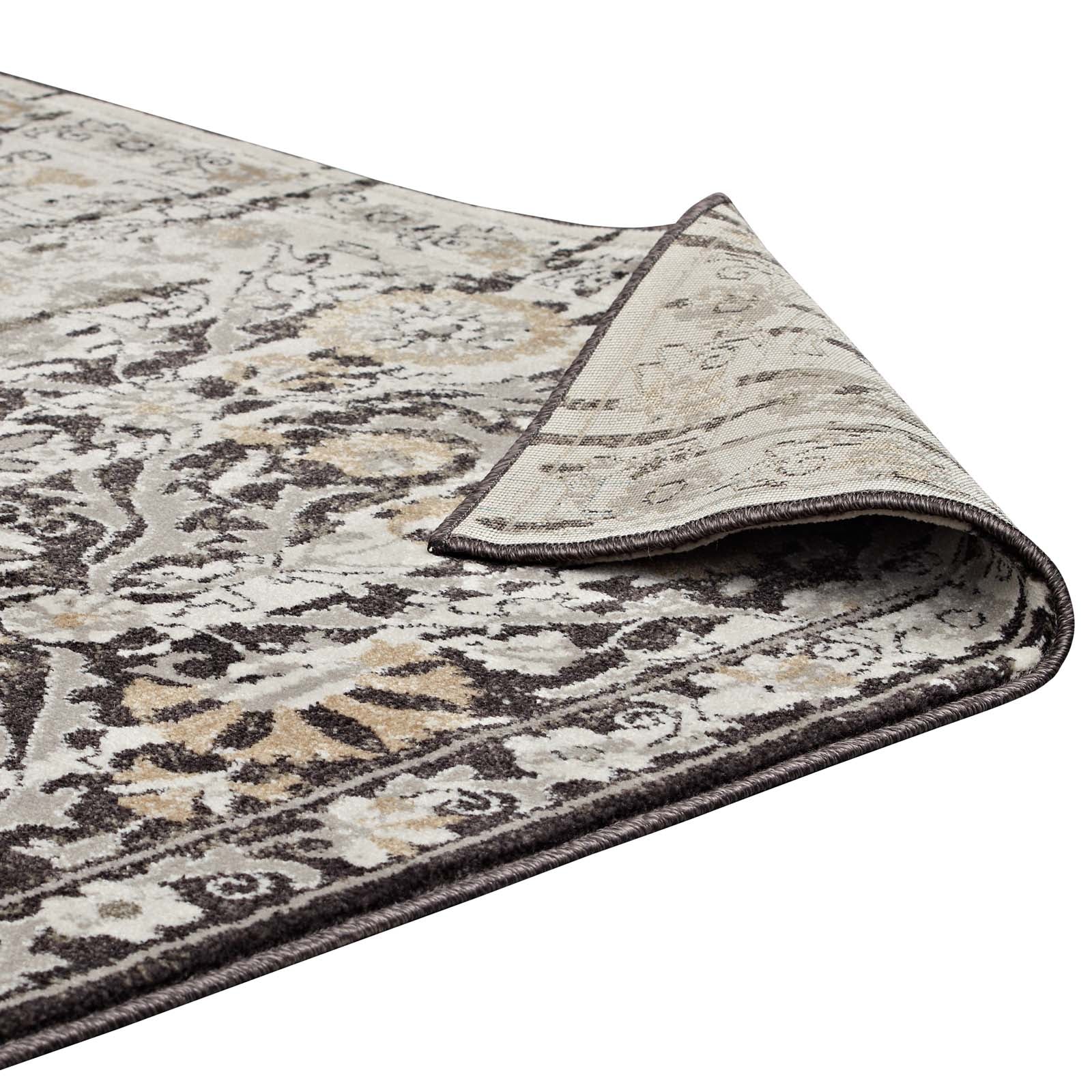 Ganesa Distressed Diamond Floral Lattice Area Rug by Modway