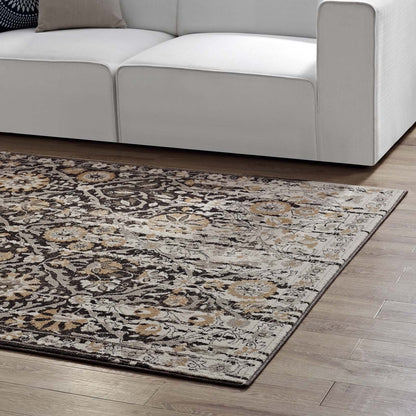 Ganesa Distressed Diamond Floral Lattice Area Rug by Modway