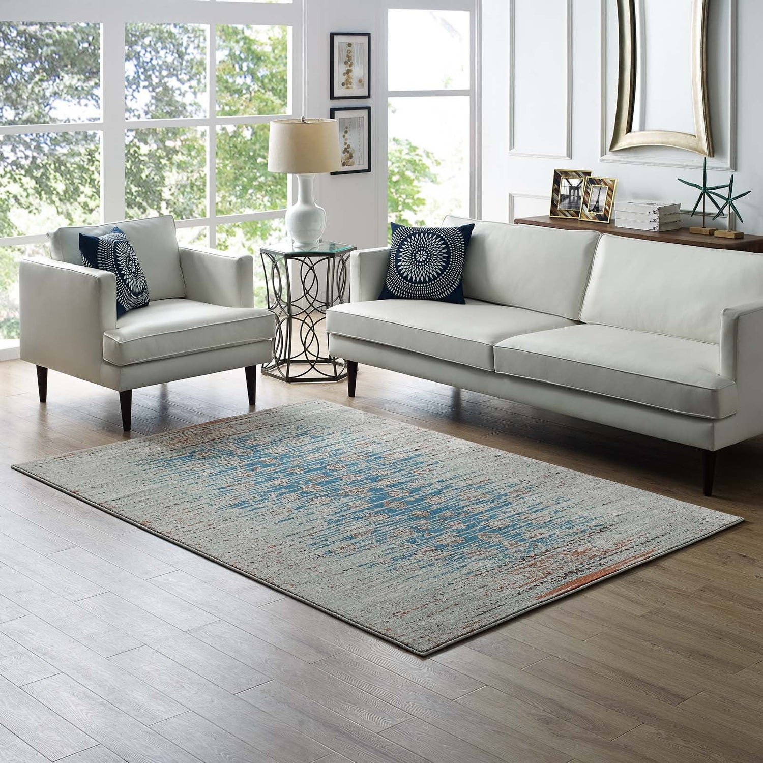 Hesper  Distressed Contemporary Floral Lattice Area Rug by Modway