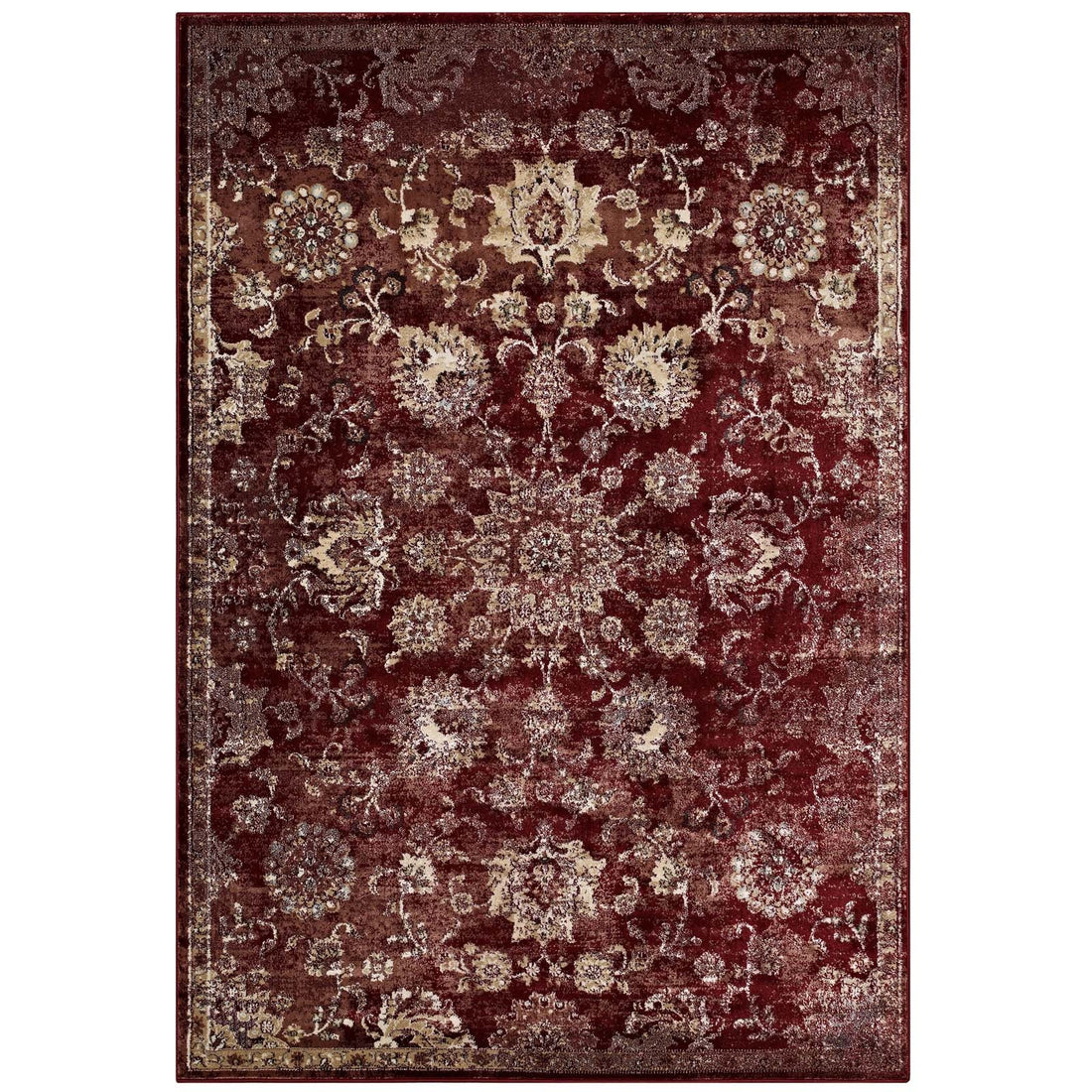 Cynara Distressed Floral Vintage Medallion Area Rug by Modway