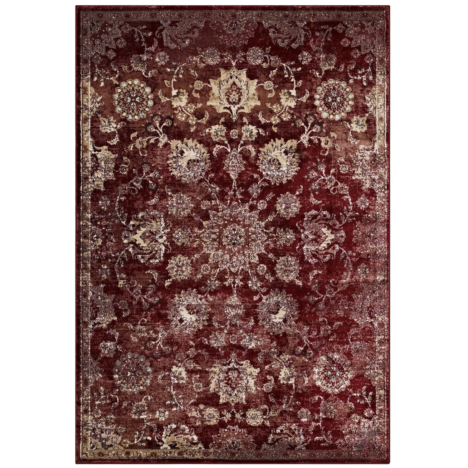 Cynara Distressed Floral Vintage Medallion Area Rug by Modway