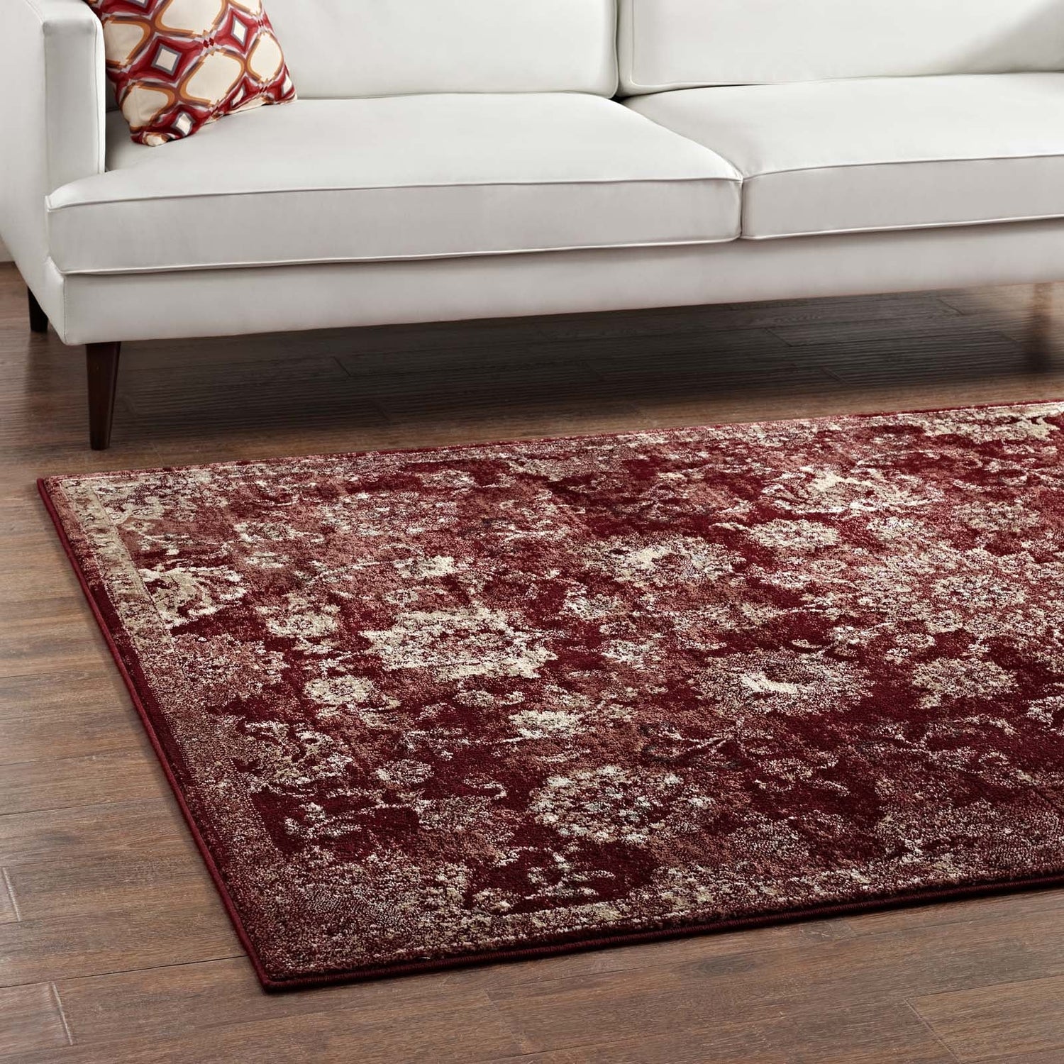 Cynara Distressed Floral Vintage Medallion Area Rug by Modway