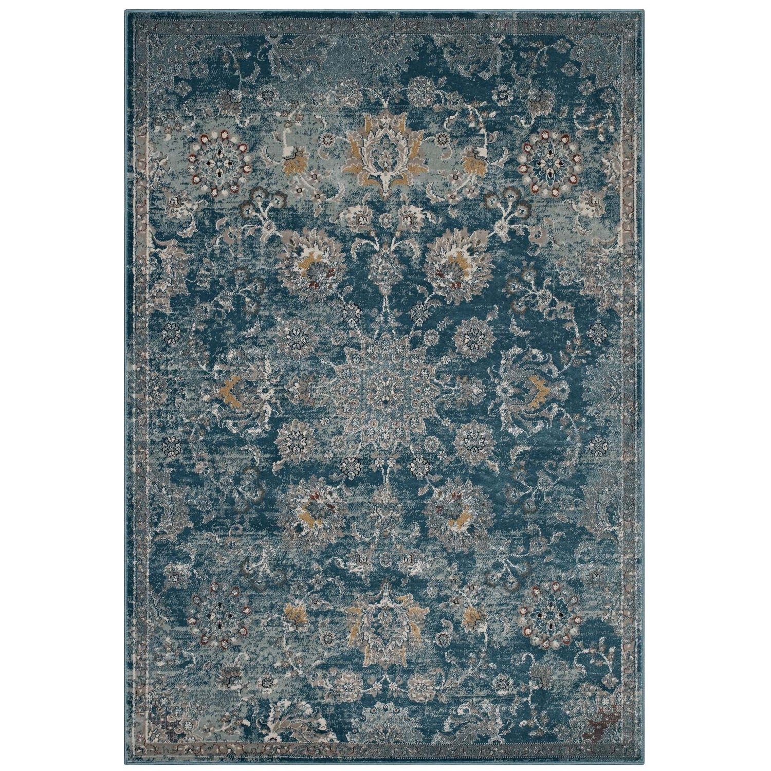 Cynara Distressed Floral Vintage Medallion Area Rug by Modway