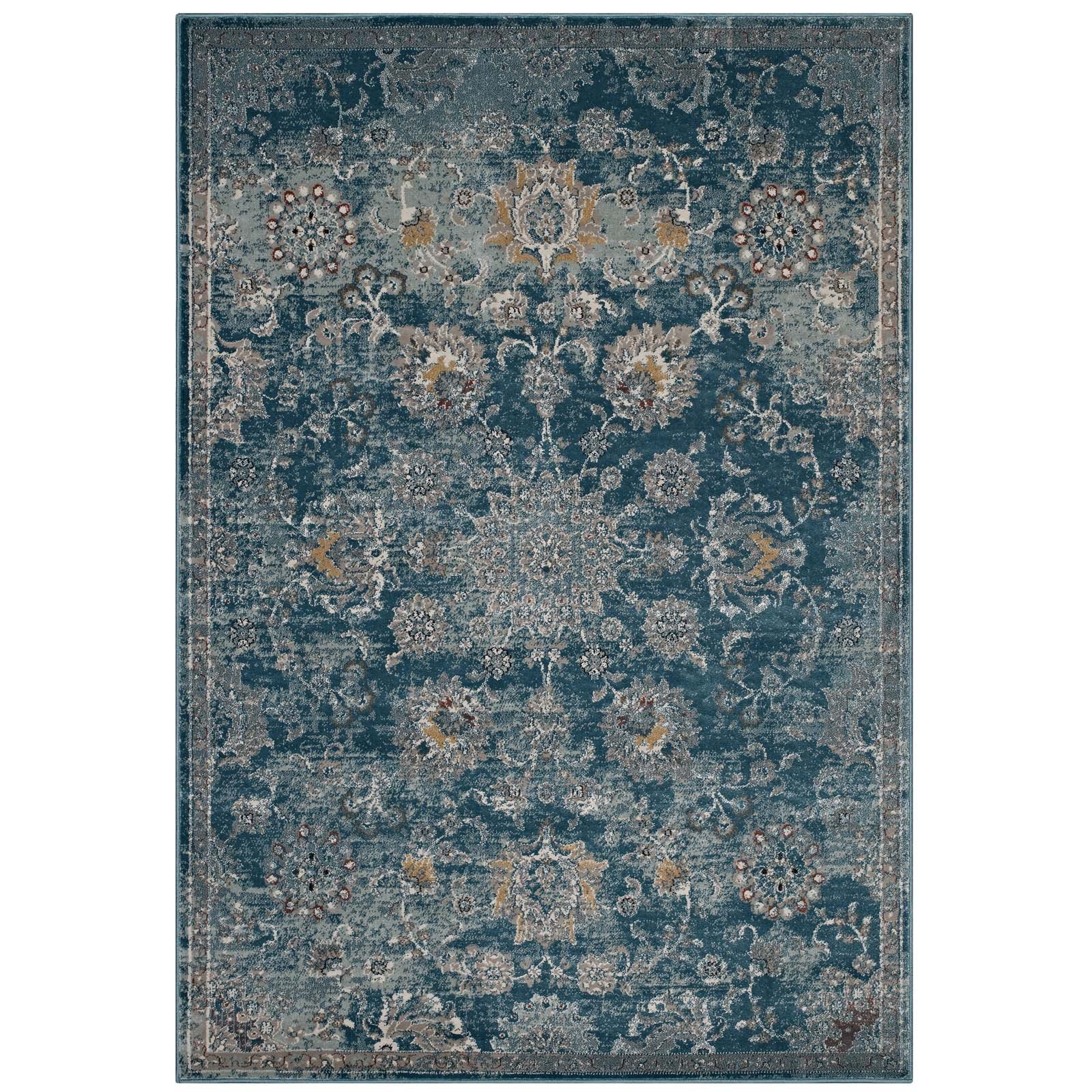 Cynara Distressed Floral Vintage Medallion Area Rug by Modway