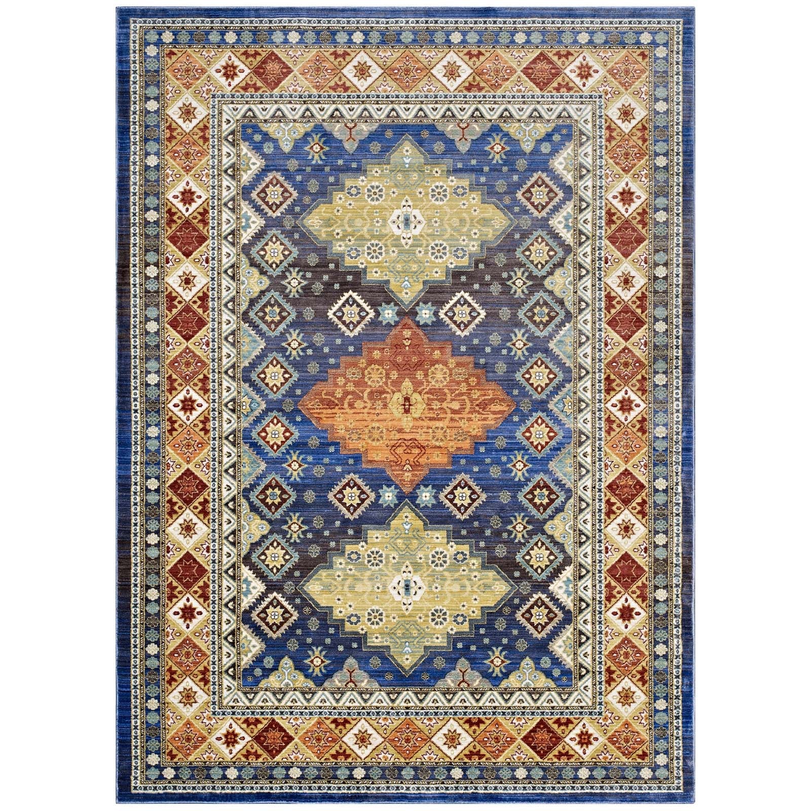 Atzi  Distressed  Southwestern Diamond Floral Area Rug by Modway