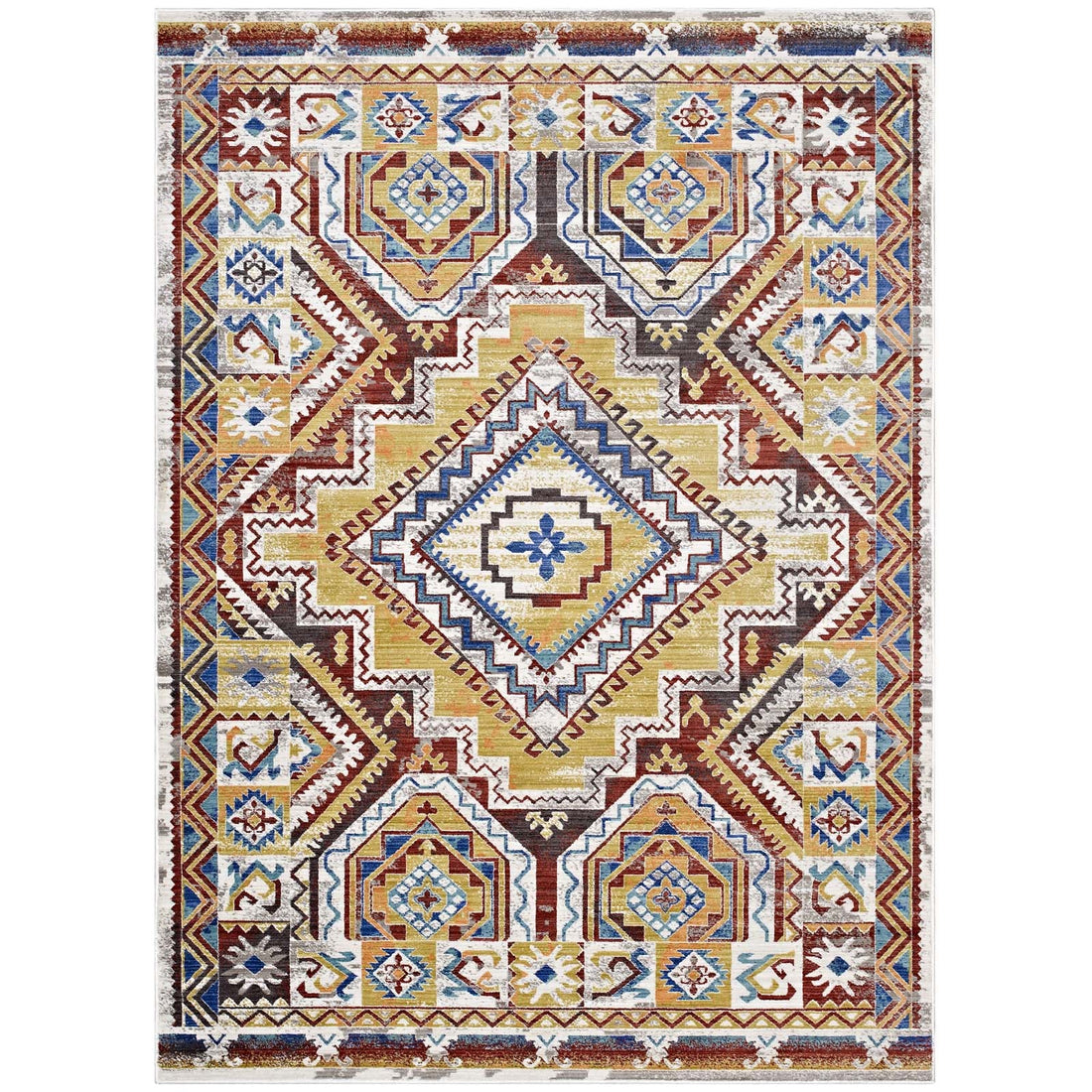 Florita Distressed Southwestern Aztec Area Rug by Modway