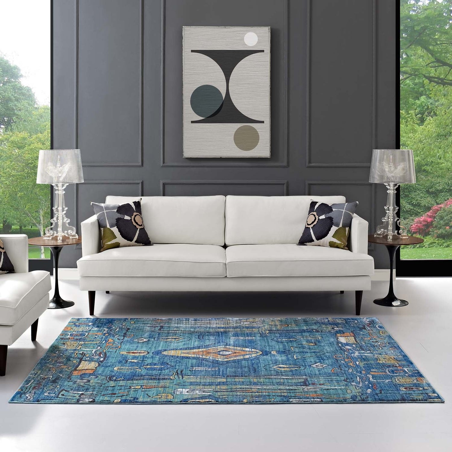 Yaretzi Distressed Southwestern Aztec Area Rug by Modway