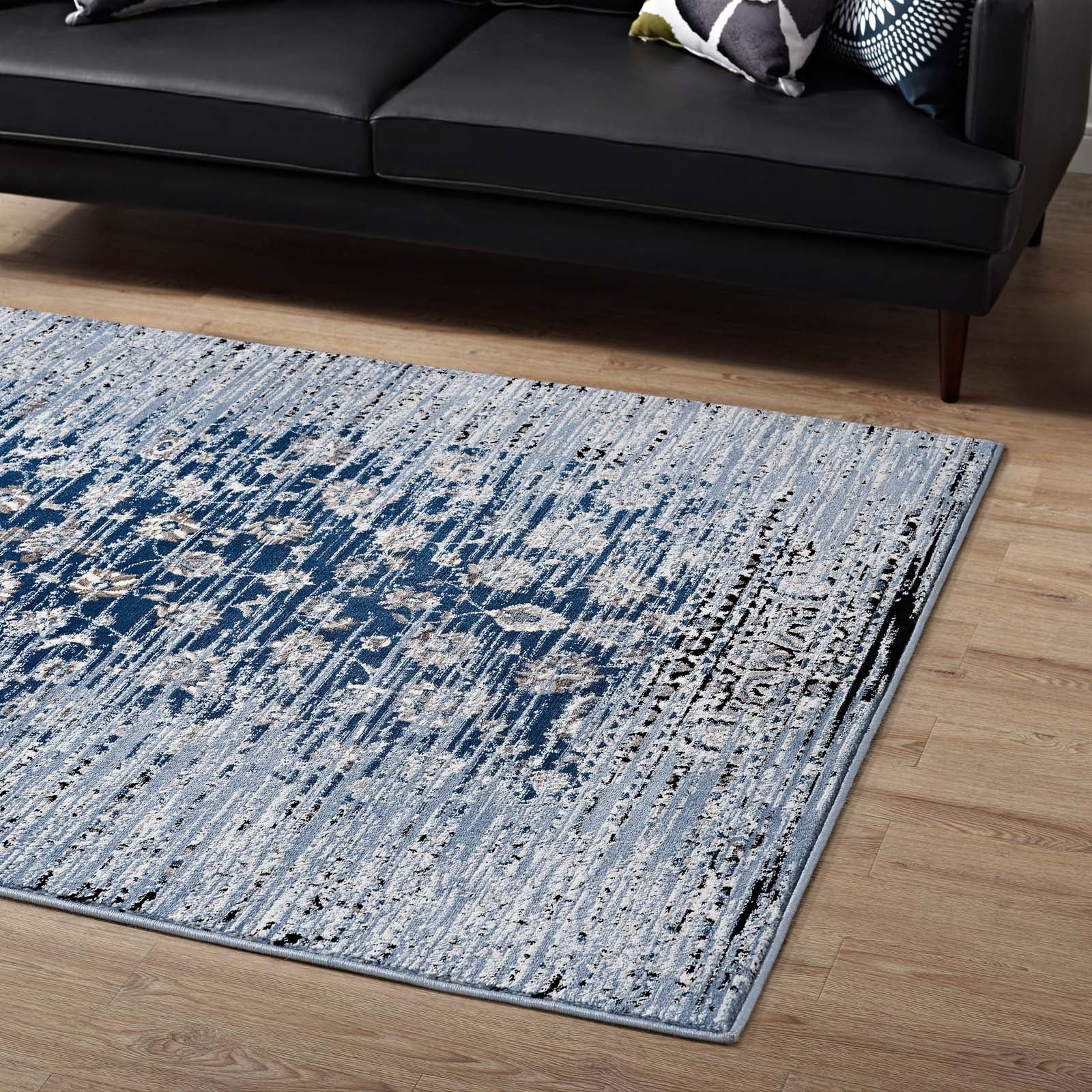 Chiara Distressed Floral Lattice Contemporary Area Rug by Modway