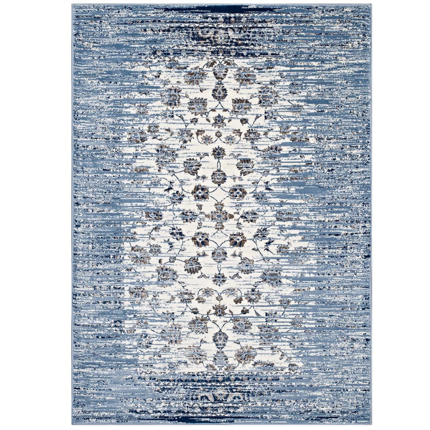 Chiara Distressed Floral Lattice Contemporary Area Rug by Modway