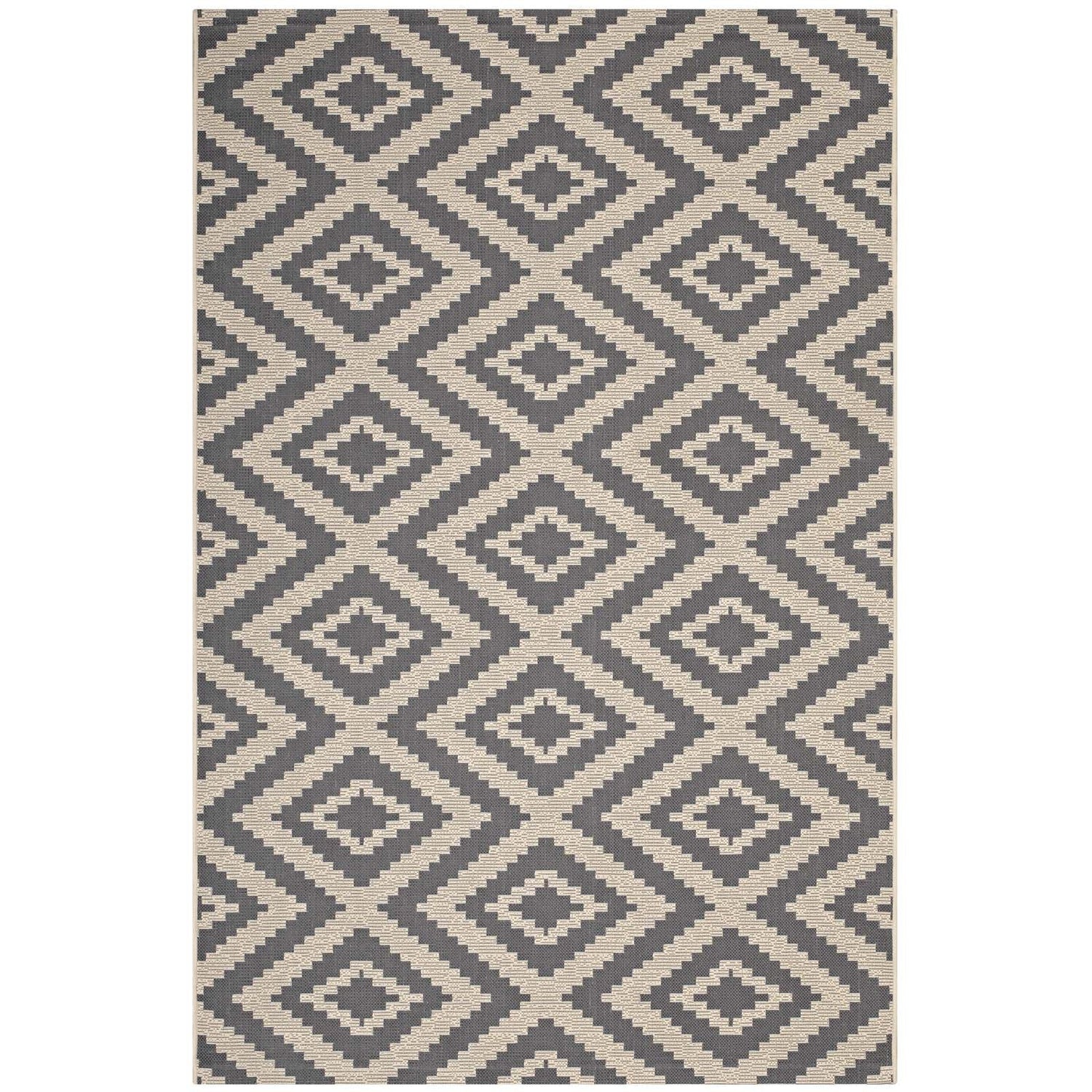 Jagged Geometric Diamond Trellis Indoor and Outdoor Area Rug by Modway