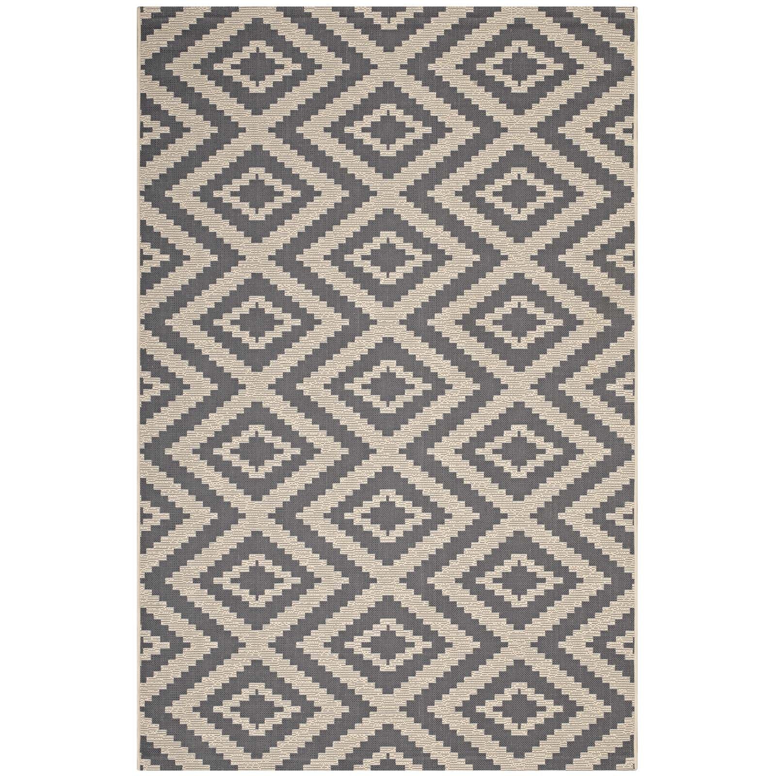 Jagged Geometric Diamond Trellis Indoor and Outdoor Area Rug by Modway