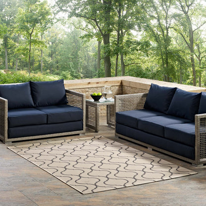 Linza Wave Abstract Trellis Indoor and Outdoor Area Rug by Modway