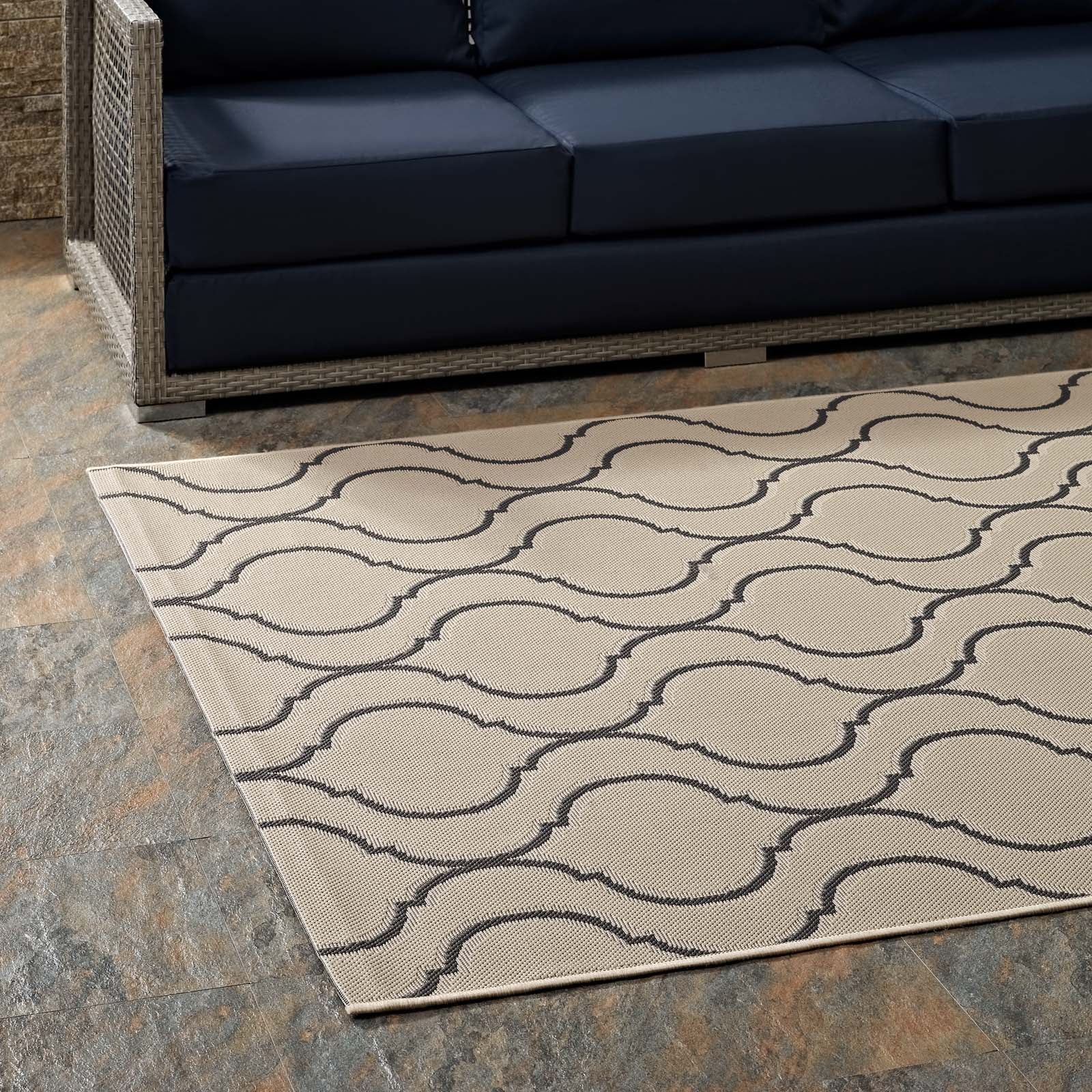 Linza Wave Abstract Trellis Indoor and Outdoor Area Rug by Modway