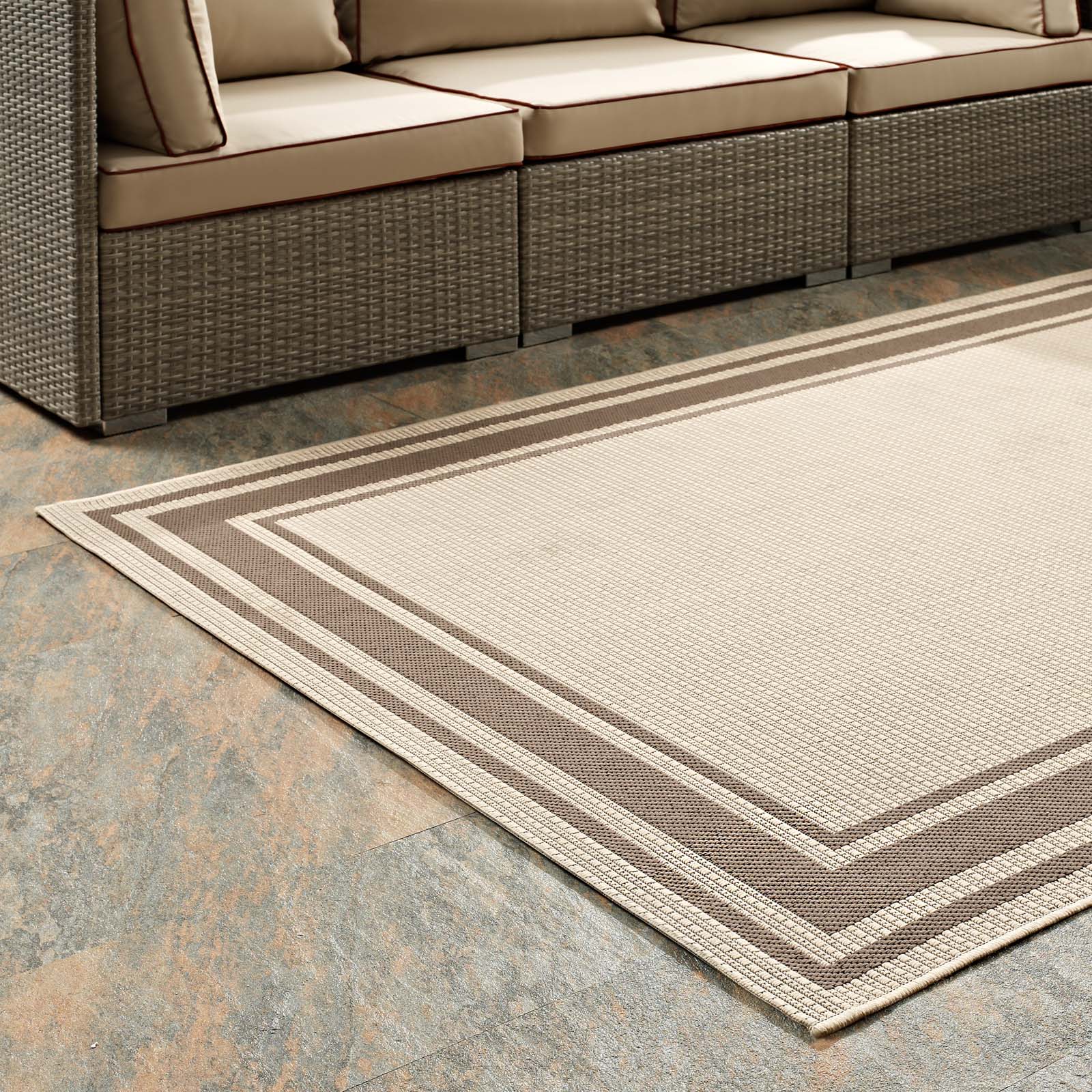 Rim Solid Border Indoor and Outdoor Area Rug by Modway