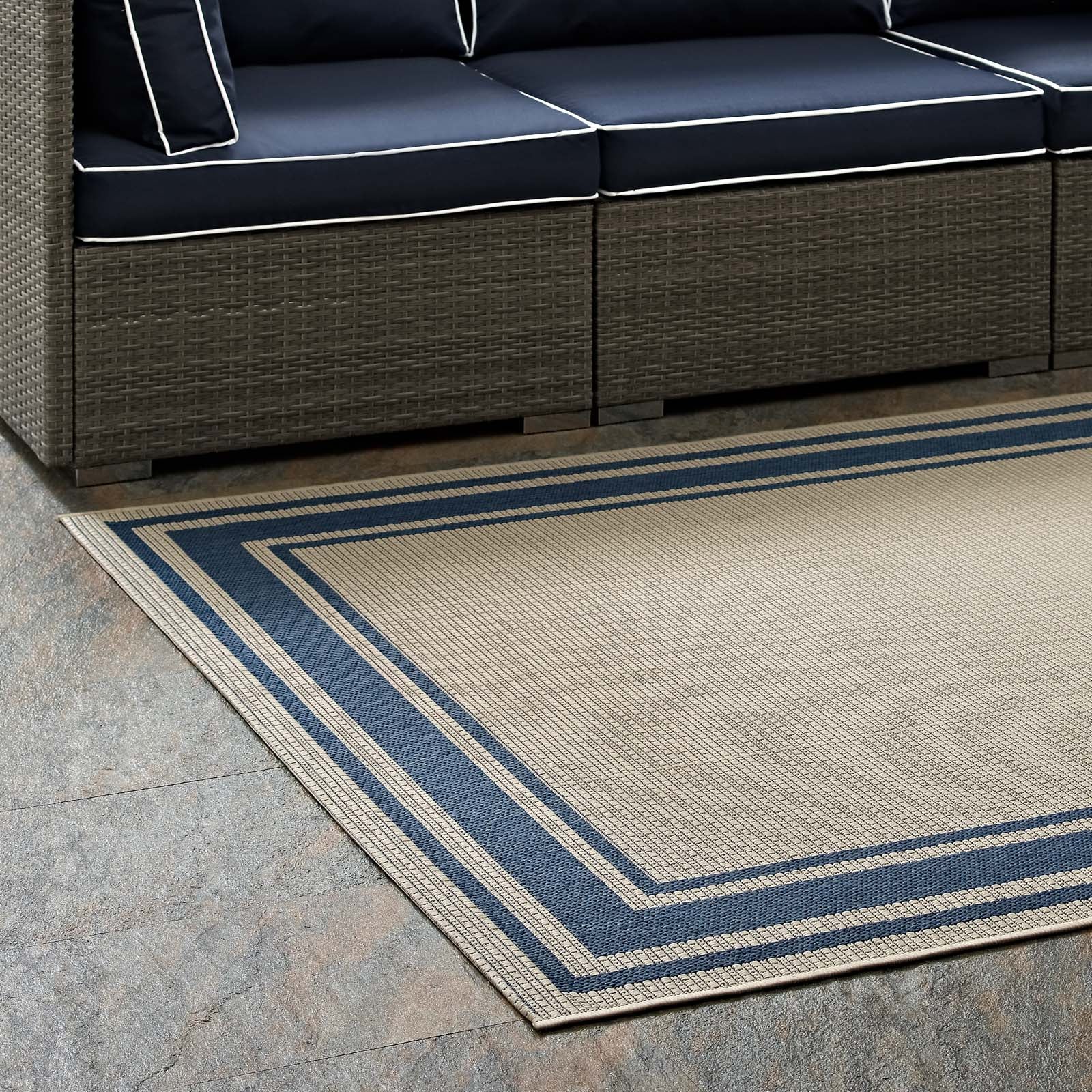 Rim Solid Border Indoor and Outdoor Area Rug by Modway