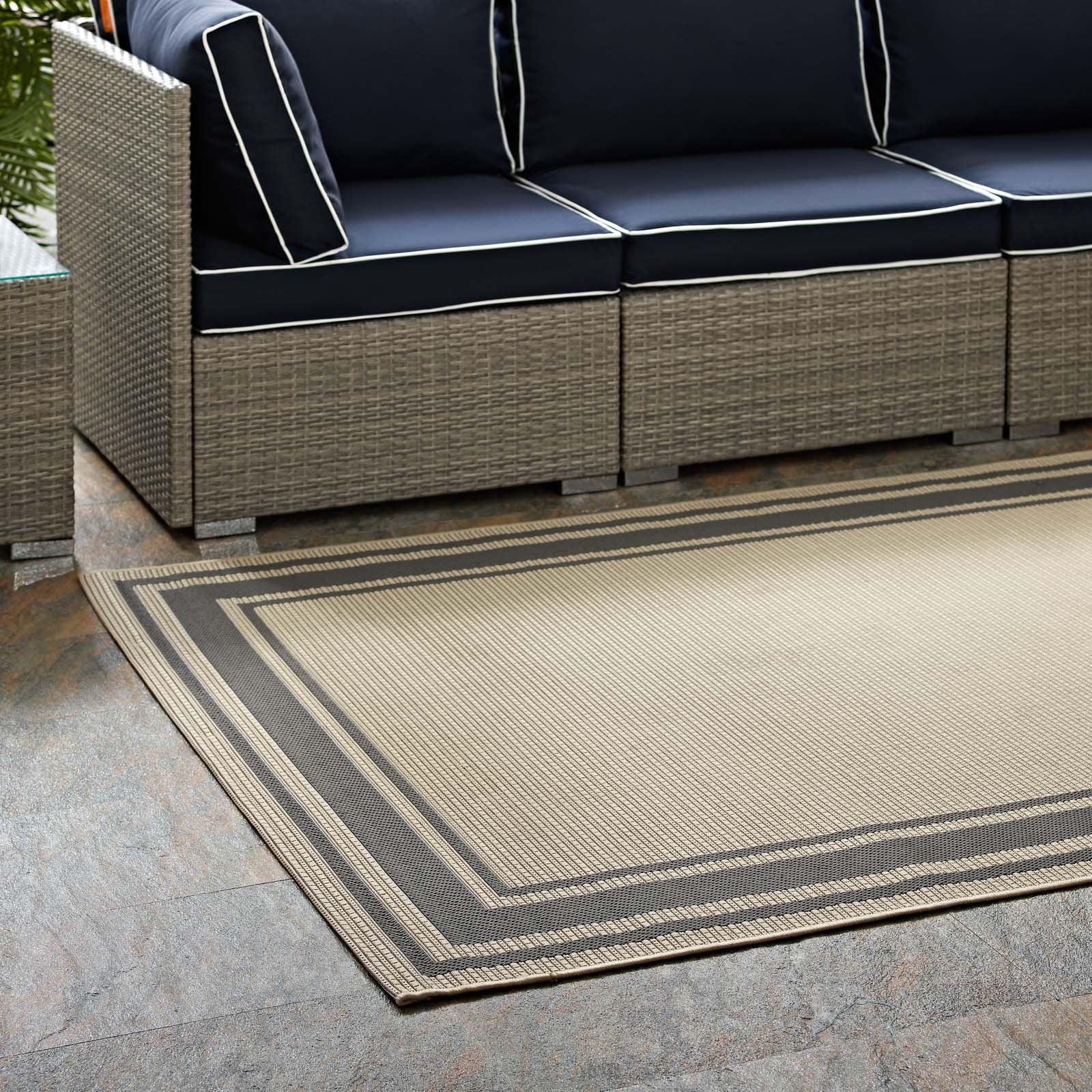 Rim Solid Border Indoor and Outdoor Area Rug by Modway