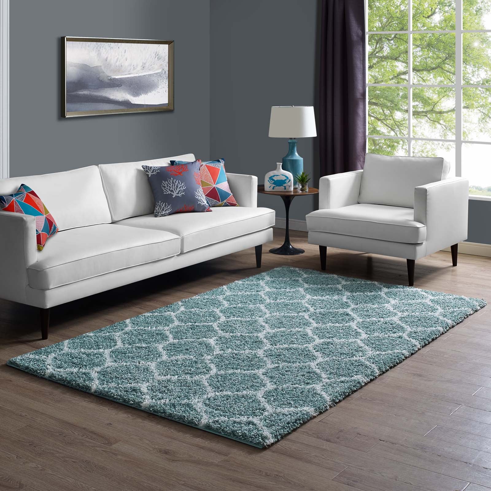 Solvea Moroccan Trellis Shag Area Rug by Modway