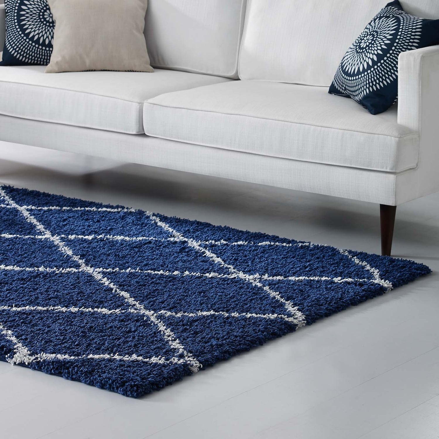 Toryn Diamond Lattice Shag Area Rug by Modway