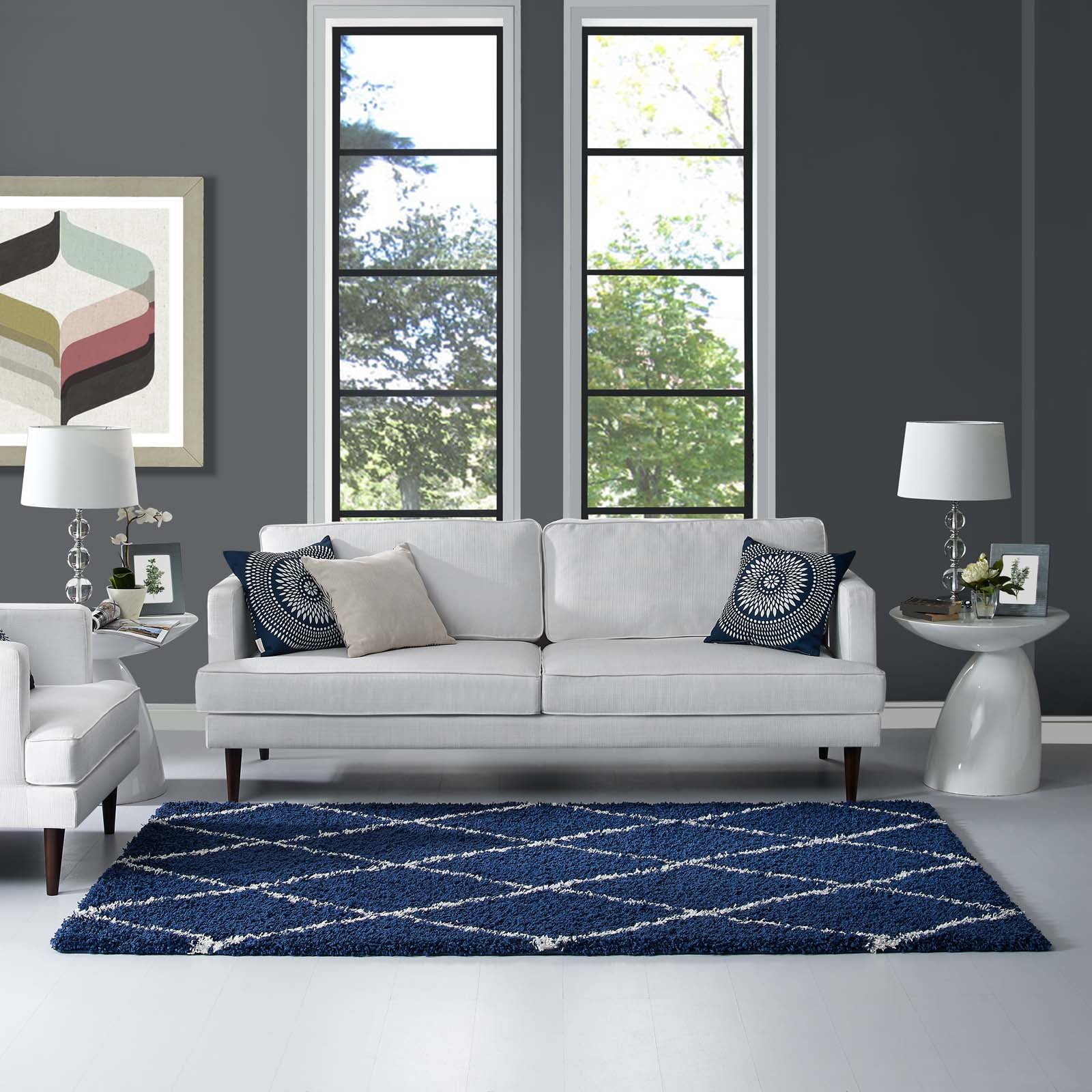 Toryn Diamond Lattice Shag Area Rug by Modway