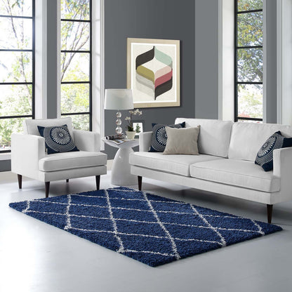 Toryn Diamond Lattice Shag Area Rug by Modway