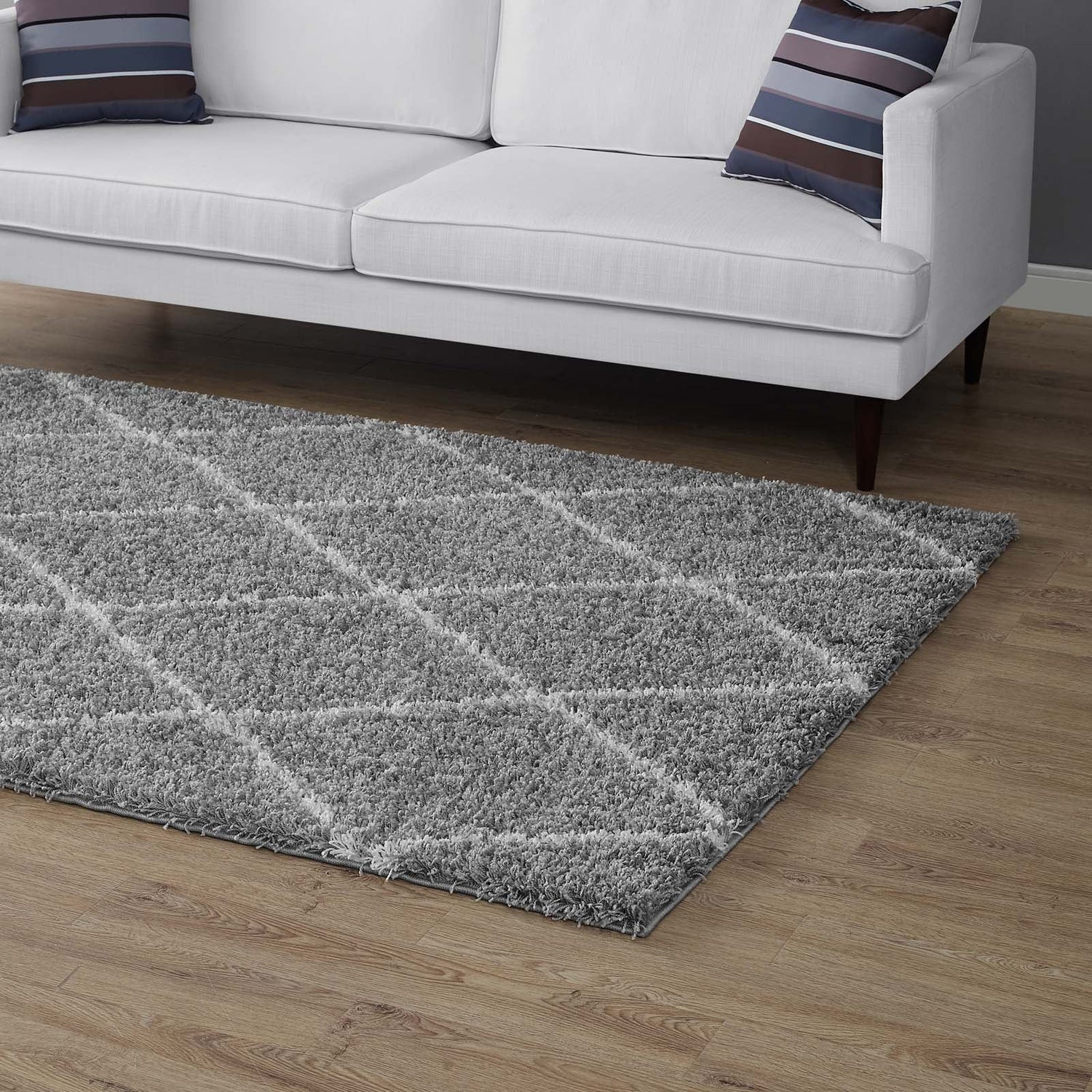 Toryn Diamond Lattice Shag Area Rug by Modway