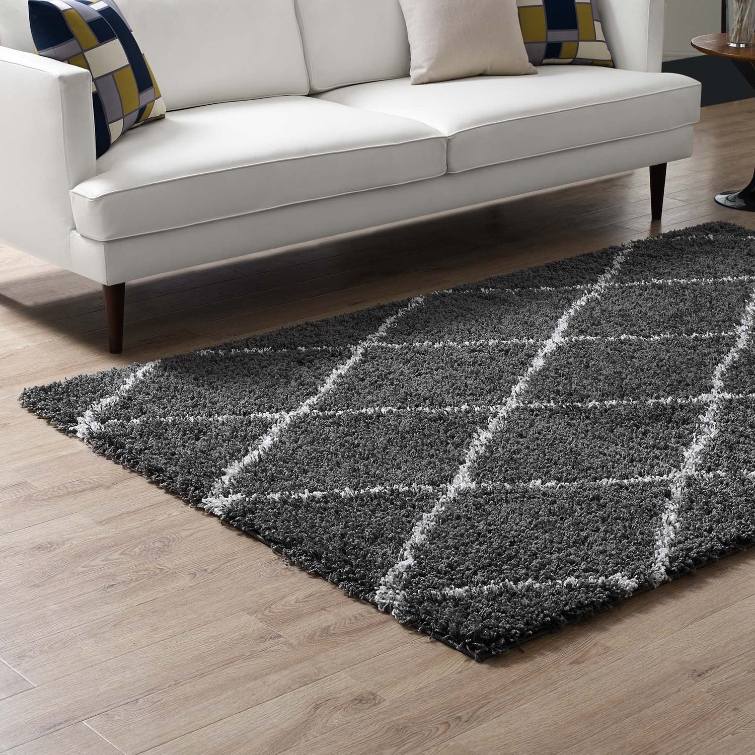 Toryn Diamond Lattice Shag Area Rug by Modway