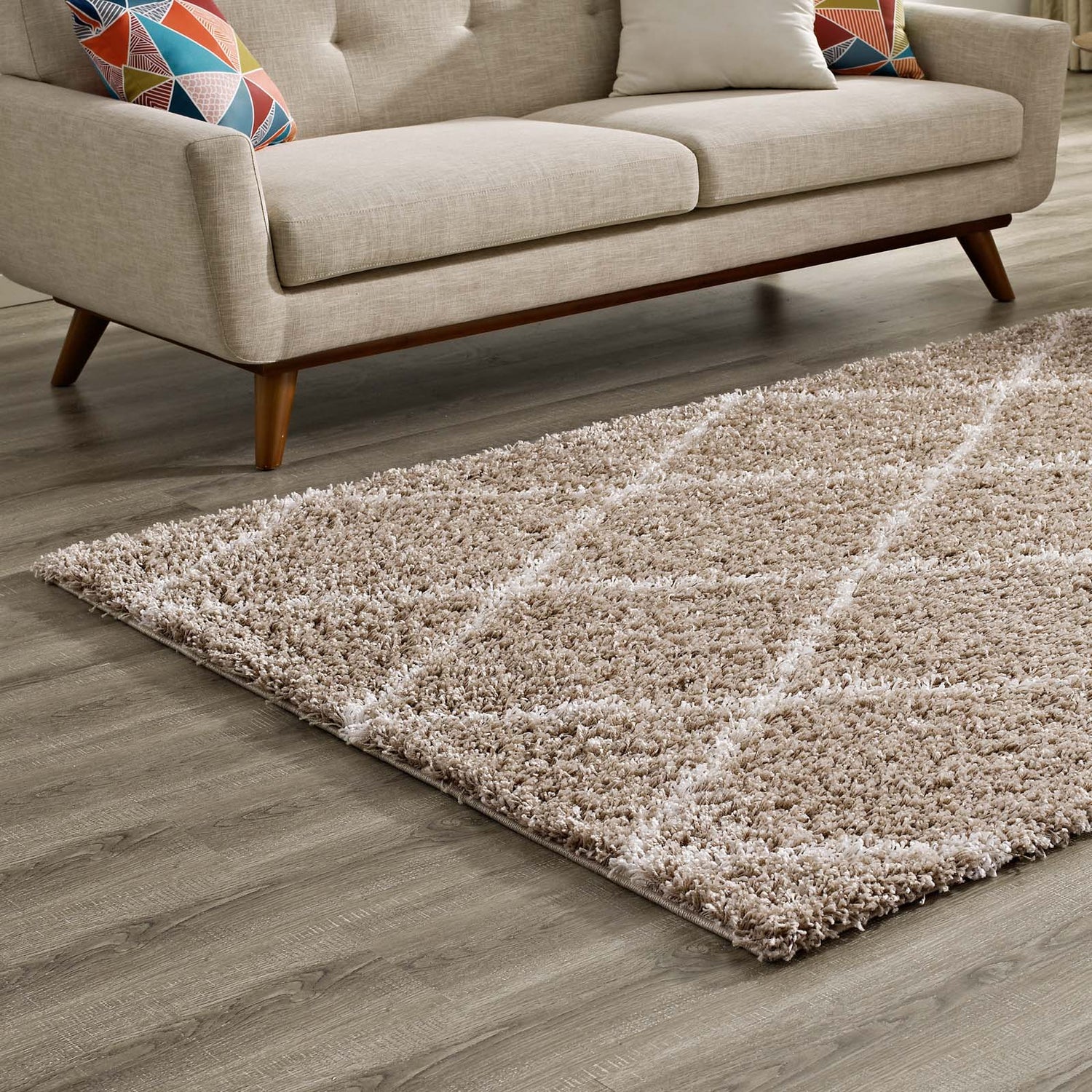 Toryn Diamond Lattice Shag Area Rug by Modway