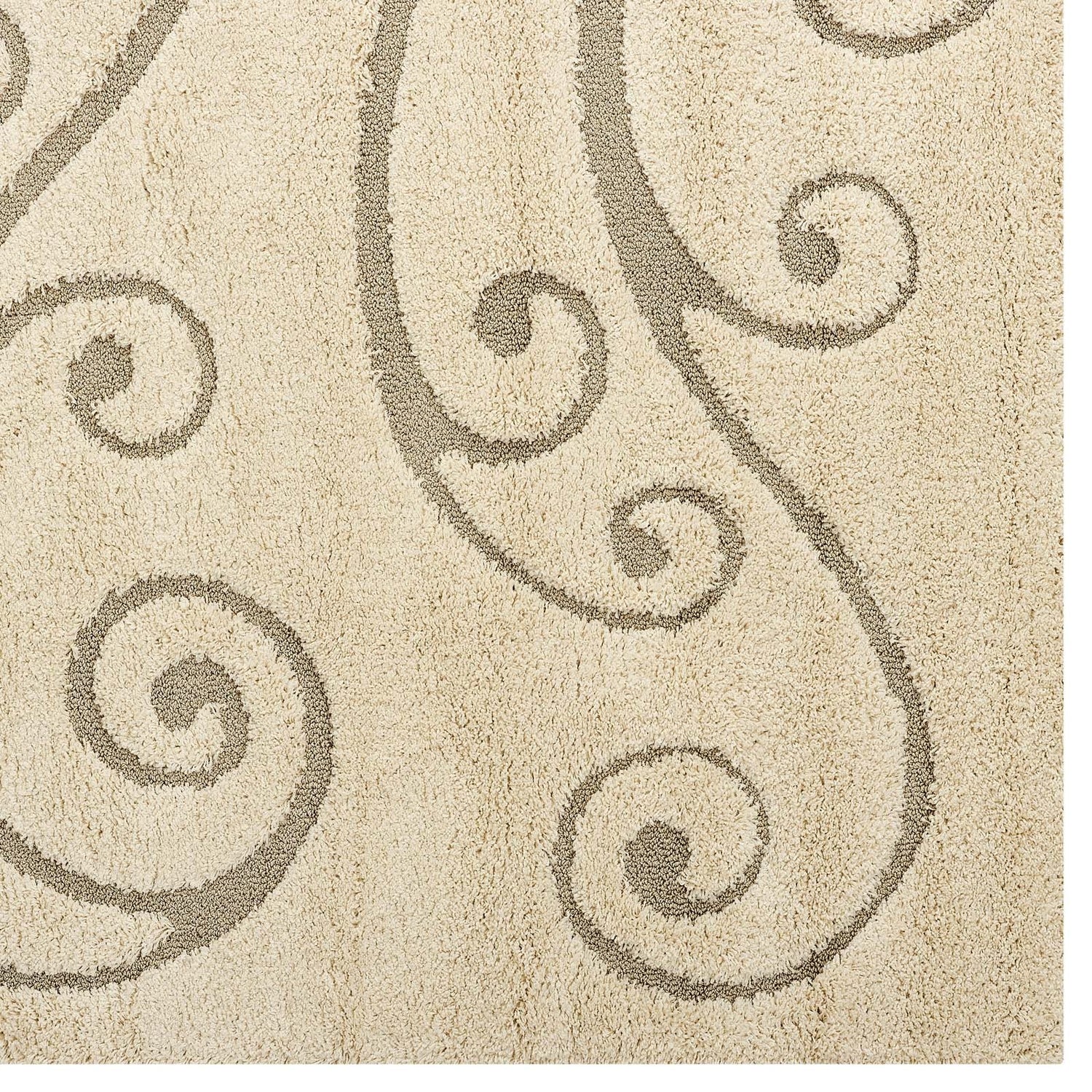 Jubilant Sprout Scrolling Vine Shag Area Rug by Modway